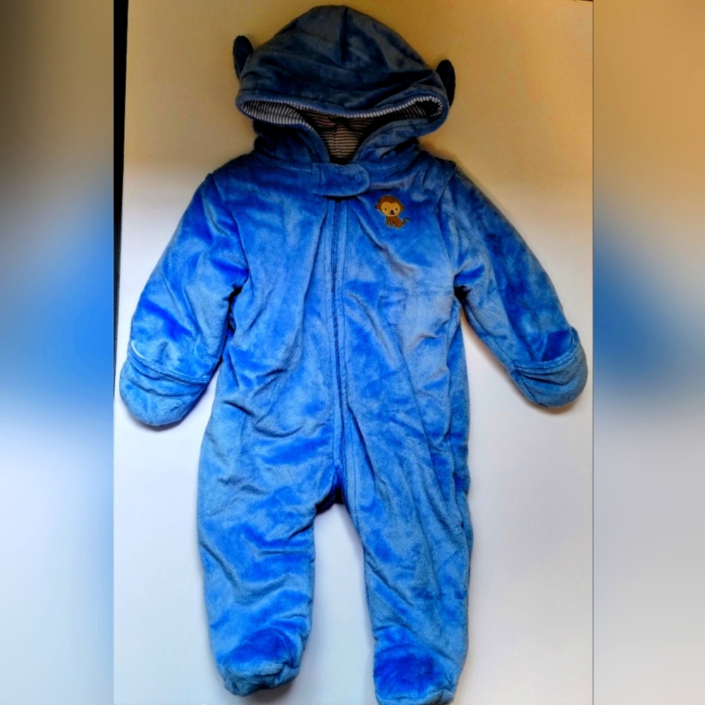 Boy's Blue velor bodysuit 3-6M